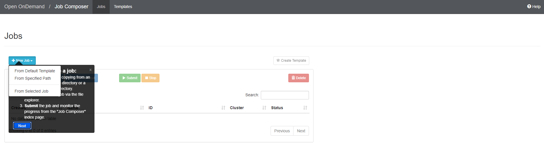 Open OnDemand interactive session request form